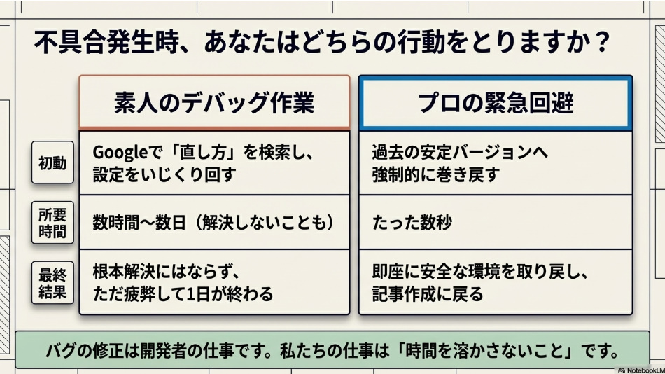 不具合との正しい向き合い方
