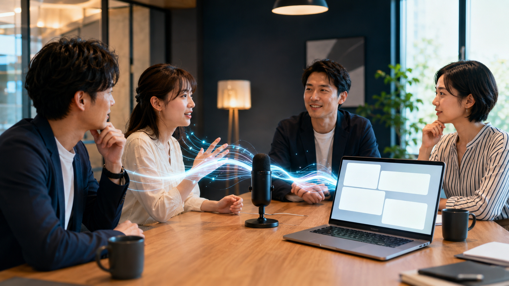 ChatGPTで日本人会議の音声を文字起こしするイメージ
